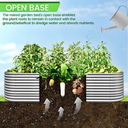 FRIZIONE 2pcs 9 in 1 Tall 8x2ft Galvanized Raised Garden Bed Outdoor,Steel Garden Bed for Vegetables,Above Ground Garden Box for Flower,Metal Raised Beds for Gardening