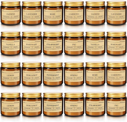 Scented Candle Set 24 Pack, Candle for Home Scented, Odor Eliminating, Stress Relief, Long Lasting Soy Wax Gift Set