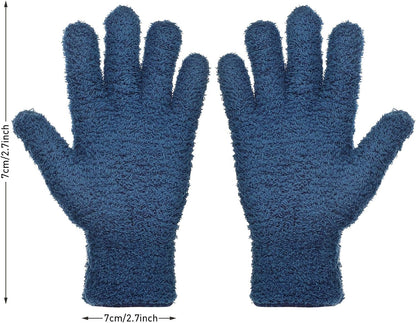 Patelai 2 Pairs Microfiber Gloves for plants Dusting Cleaning Glove Mittens House Cars Blinds Dusting(Gray, Dark Blue, Large)