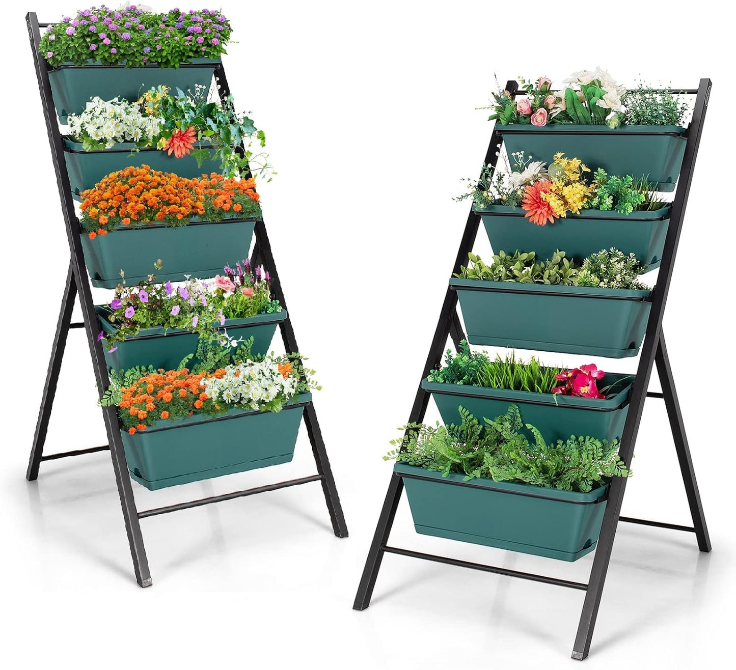 S AFSTAR 5-Tier Vertical Garden Planter, 5-Layer Raised Garden Bed with 5 Detachable Planter Boxes & Metal Frame, Indoor Outdoor Elevated Planting Containers for Flower Vegetables Fruit Herbs