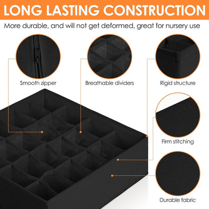 12 Pack Drawer Organizers, 116 Compartments Fabric Foldable Dresser Drawer Organizers for Clothing, Closet Organizers and Storage Bins for Clothes, Christmas Ornament Storage Boxes with Dividers