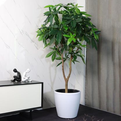 Dexceder 15x14 Self Watering Planter with Wheels Indoor Outdoor, Inner Pot Design, Thickened Large Floor Standing Flower Plant Pot with Water Level Indicator (White Matte)