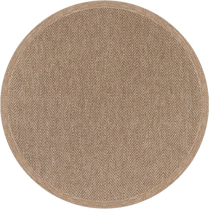 CAMILSON Easy Jute Round Rug 4ft Indoor Outdoor Natural Color Fiber Area Rugs for Living Room Patio and Kitchen Rug Herringbone Woven Design Easy-Cleaning Washable Outside Carpet Alfombras (4 Round)