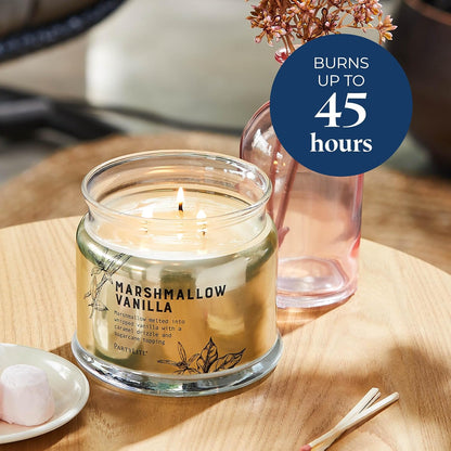 PartyLite Marshmallow Vanilla Scented with Caramel & Sugarcane Notes, 13.2oz 3-Wick Jar Candle, 45 Hour Burn Time, Luxurious Fragrance, Ideal for Gifting