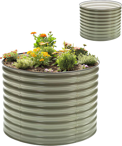 Epic Gardening 5-in-1 Modular Galvanized Raised Garden Bed Kit, 30" Short Metal Planter Box, Durable Aluzinc Steel Raised Garden Bed Outdoor for Vegetables, Herbs, Flowers & Fruits - Round Mist Green