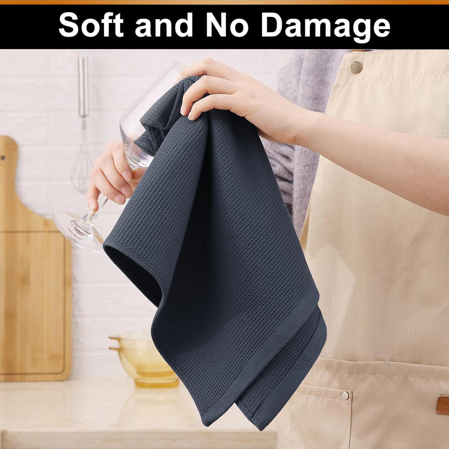 Homaxy 100% Cotton Waffle Weave Kitchen Towels - 4 Pack Soft and Absorbent Dish Towels - 16 x 26 Inches Quick Dry Hand Towels - Dark Grey