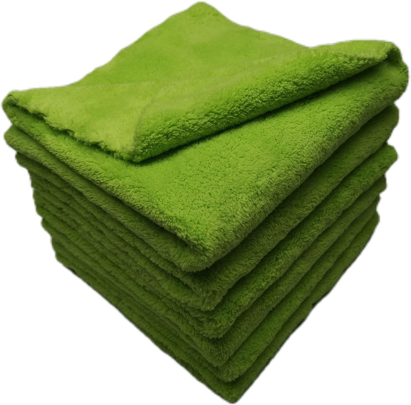 Plush Edgeless Microfiber Towel for Car, Soft Drying Wash Detailing Buffing Polishing Towel,530 GSM 6Pack 16 x 16inches (Fluorescent Green, 6Pack)