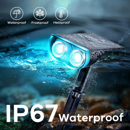 Linkind Solar Lights Outdoor Waterproof IP67, StarRay RGB Solar Spot Lights Outdoor, Color Changing Outdoor Solar Lights for Yard, Garden, Pathway, Decorations (Multicolor, 4 Pack)