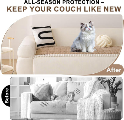 OTOB Couch Cover for Dogs Washable All Seasons, Non Slip Fuzzy Pet Couch Covers Sofa Slipcovers Cushion Mat, Plush Soft Cozy Kids Pet Friendly Furniture Protector (Coffee, 23.6" x 47.2")