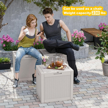 DRATO 31 Gallon Deck Box, Outdoor Storage Box for Patio Cushion, Sports Equipment, Garden Tools, Waterproof Resin Storage Box (Light Brown)