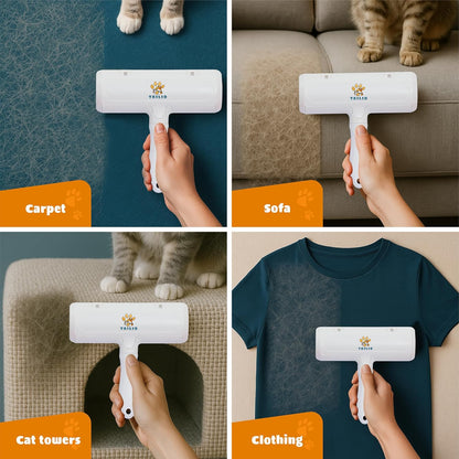 Pet Hair Remover and Reusable Lint Roller – Durable Cat and Dog Hair Remover for Furniture, Couch, Carpet, Clothing, Car Seat & Bedding – Portable Multi-Surface Fur Removal Tool(White)