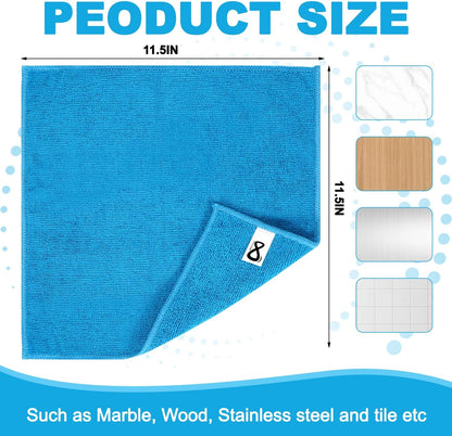 Microfiber Cleaning Cloths, 15 Pack Cleaning Rags, Wet and Dry Use Cleaning Towels, Highly Absorbent and Soft Feel, Lint Free, Streak Free, 11.5"X11.5"(Red/Yellow/Green/Blue/Purple)