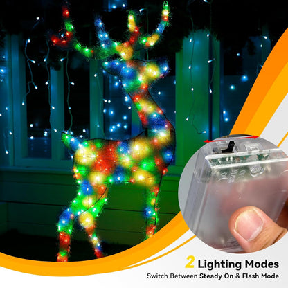 4 Pack 60LED Christmas Fairy Lights Battery Operated - 20FT Twinkle Lights with 2 Lighting Modes Indoor Outdoor, Waterproof Led Fairy String Lights for Bedroom, Classroom, Dorm, DIY Decor, Multicolor