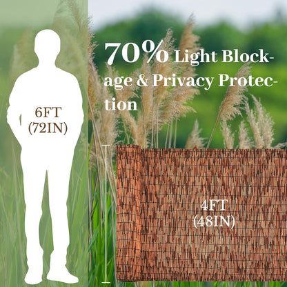 Brown 4FT X 16.4FT Reed Fencing Roll, Balcony Privacy Reed Shade Bamboo Fencing Garden Fence Border, Wind Block Sunshade Fence Screen for Outdoor Yard Patio Flower Bed Edge