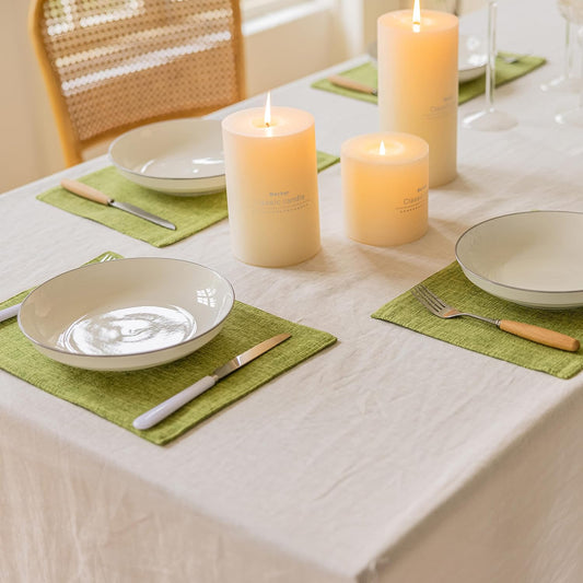Home Brilliant Green Placemats Set of 4 Washable Place Mats Linen Placemats Heat Resistant Table Mats for Wooden Table Indoor Outdoor Decor, Lime Green