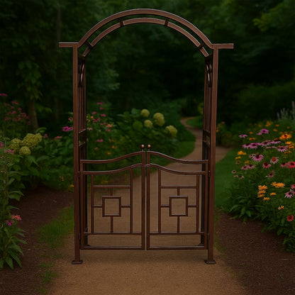 Bronze Aluminum Garden Arbor Arch with Gate