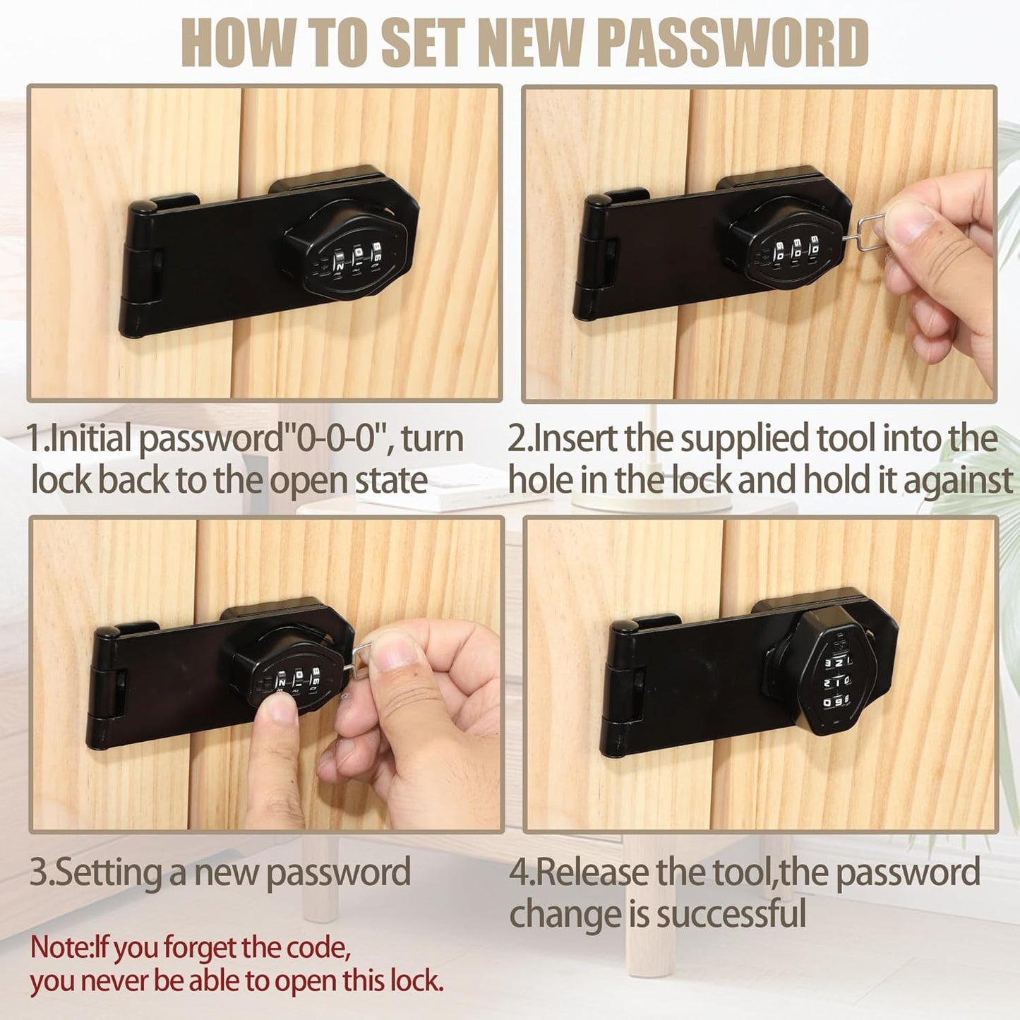 Password Rotary Hasp Locks, Digit Combination Lock Door Security Slide Latch Door Lock for Drawers, File Cabinets, Cabinets, Interior Doors, Barns, Garage Doors, Fence (4 Inch)