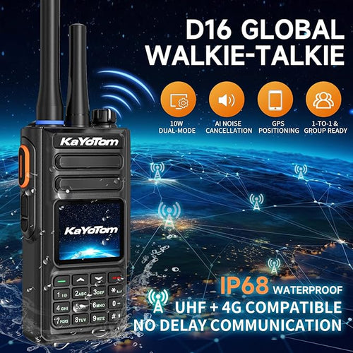 (Lifetime Free) Rapid Dual-Mode GPS Global Unlimited Range Walkie Talkies Long Range Two Way Radio with 4G LTE PoC & UHF PTT, Encrypted Calls, IP68 Waterproof for Outdoor, Logistics & Emergency