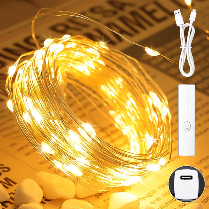Lipstick LED Fairy Lights Battery Operated, Twinkle Lights with Timer, Rechargeable Mini String Lights for Bedroom, Christmas Decorations, Wedding, Vine, Centerpiece Table Decor (10M/33FT Warm White)