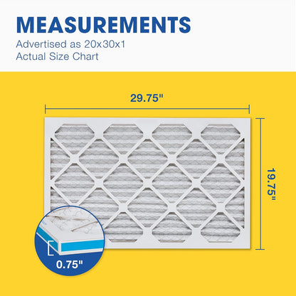 Aerostar 20x30x1 MERV 11 - 6 Count - Pleated HVAC, Furnace & Air Conditioner Filters - Removes Dust, Cold & Flu Germs, Lint, Mold, Pet Dander, Allergy-Causing Pollen, Smog & Smoke