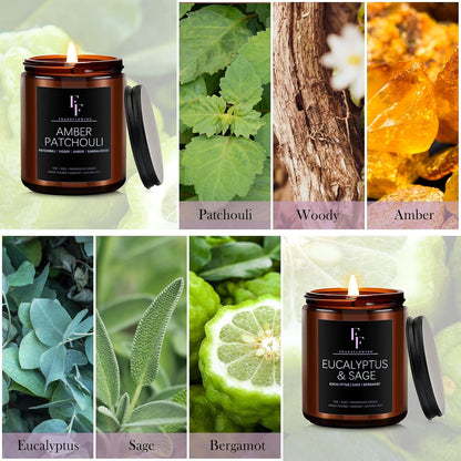 Scented Candles Set, Candles for Home Scented Soy Wax Candle, 4 Pack 28 Oz Aromatherapy Candles Gift Set for Women Men (Patchouli/Vetiver/Sage/Rose)