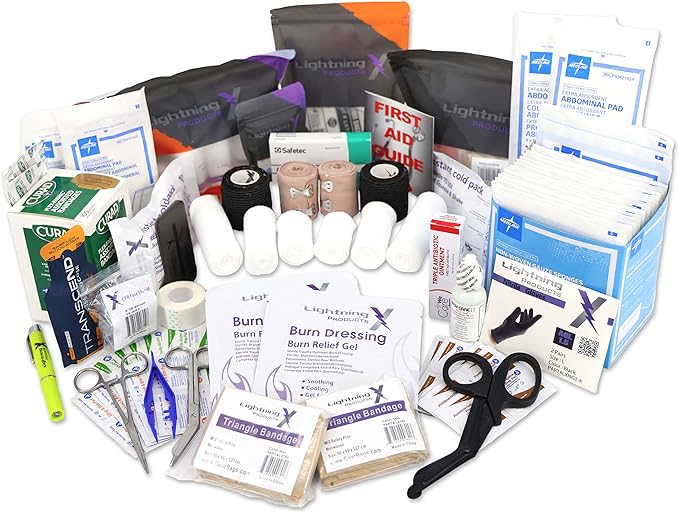 Lightning X Small Medic First Responder EMT Trauma Bag Stocked First Aid Trauma Fill Kit A (Pink)