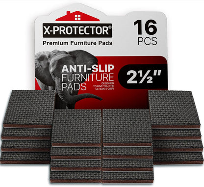 Non Slip Furniture Pads X-PROTECTOR – 16 PCS Furniture Grippers 2 1/2" - Ideal Self-Adhesive Rubber Feet for Furniture Feet – Non Skid Furniture Pads Floor Protectors – Keep Furniture in Place!