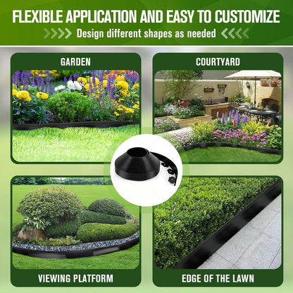 Landscape Edging, 3" x 66' Garden Edging, No Dig Edging for Landscaping with 80 Pcs Anchoring Spikes, Flexible Landscape Border Edging for Landscaping, Yard Lawn, Flower Beds(Black)
