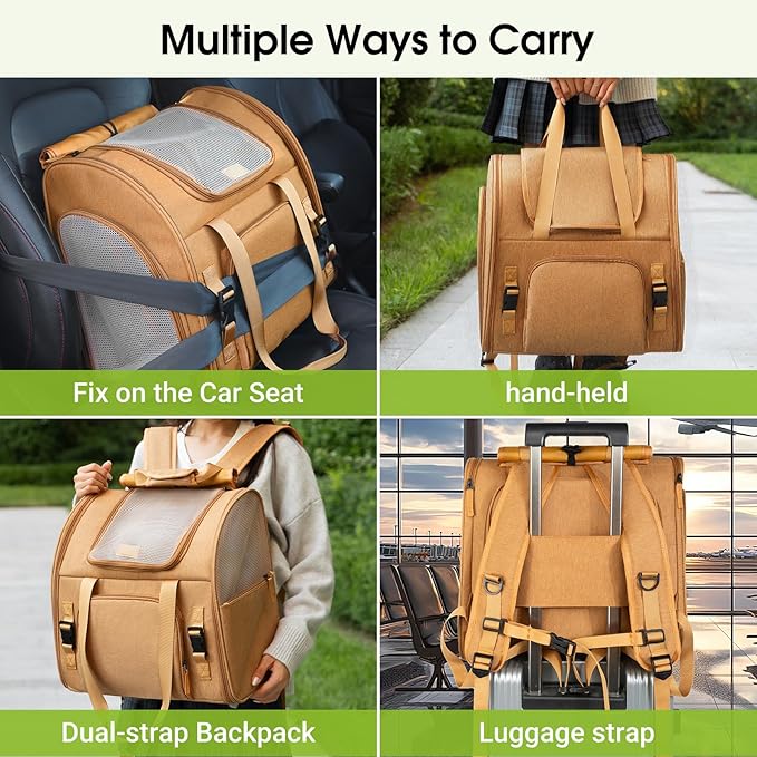 Cat Carrier Backpacks, Expandable Cat Backpack with Breathable Mesh, Pet Carrier Backpack for Cats Small Dogs Puppies,Foldable Carrier Backpack Great for Travel Hiking Camping Vet Visit Outdoor