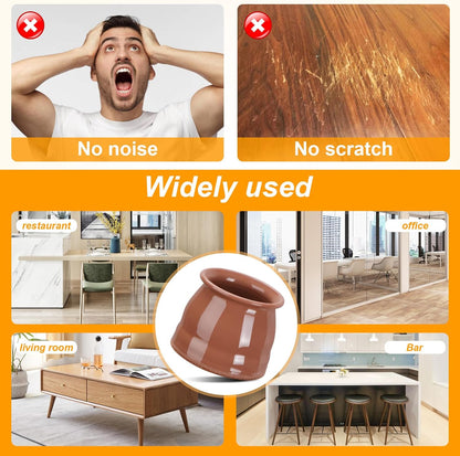 CHUNZEXI 32 Pack Chair Leg Floor Protectors for Hardwood Floors, Silicone Felt Covers Pads Caps, Protect Wood Furniture Feet Floors Noise Reduce and Scratch (Universal Large & Brown)