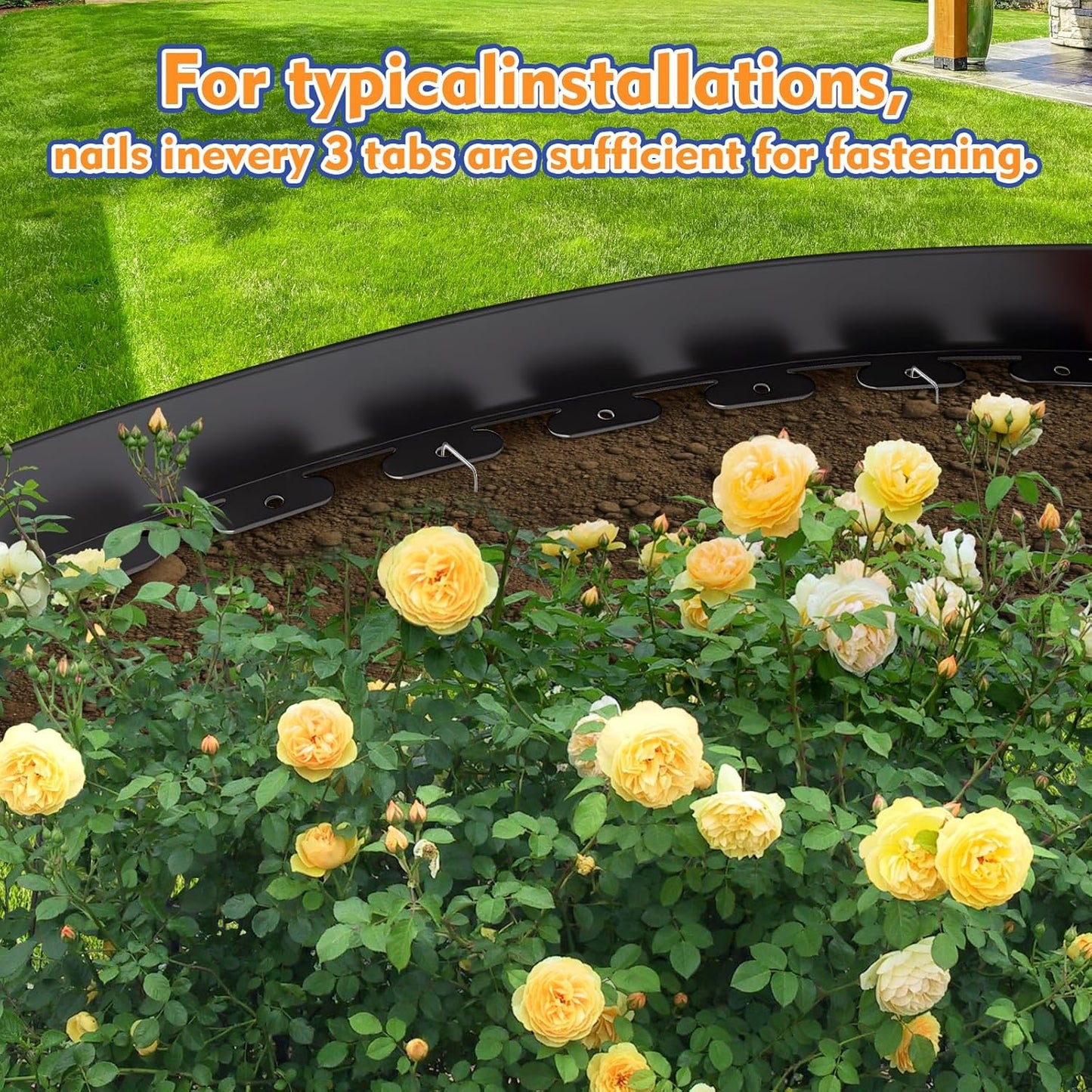 4 Inch x 100 FT (Multiple Sizes Available) Landscape Edging, Garden Edging Borders with 100pcs Upgrade Stakes, Flexible No Dig Plastic Garden Border for Lawn, Landscaping, Flower Beds, tree and Yard