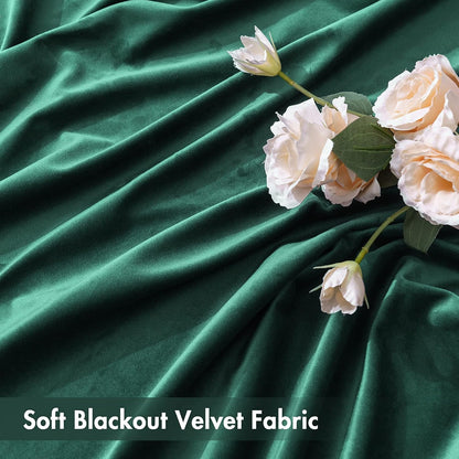 MIULEE Dark Green Velvet Curtains Thermal Insulated Blackout Curtain Christmas Emerald Green Drapes for Bedroom Living Room Darkening 96 Inches Long Curtains Panels Rod Pocket Set of 2