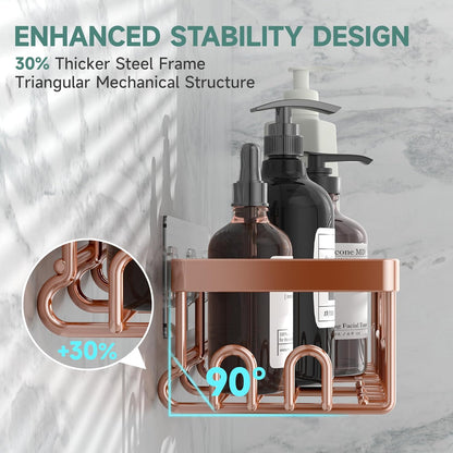 Veken Shower Caddy 6-Pack, No Drilling & Rustproof, Waterproof Adhesive Shelves Rack with Soap Holder, Large Capacity Bathroom Organizers and Storage, Wall-Mounted Kitchen & Home Decor