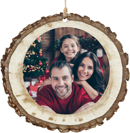 Let's Make Memories Personalized Christmas Ornament - 2025 Christmas Ornament - Photo Only - Round - Rustic Wood