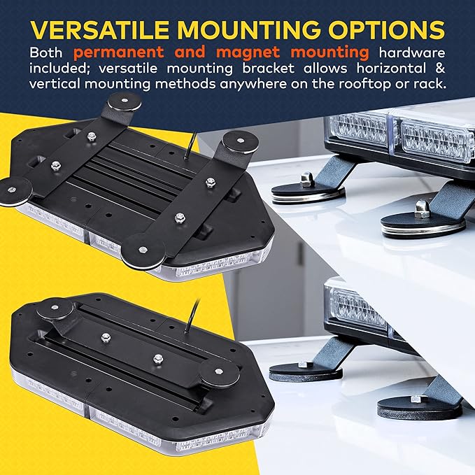 LAMPHUS NanoFlare NFMB56 17" 12V 56W BLUE RED LED Strobe Mini Light Bar [SAE Class 1] [Magnet/Permanent Mount] Roof top Rotating Safety Flashing Emergency Police Lightbar for Truck Vehicles