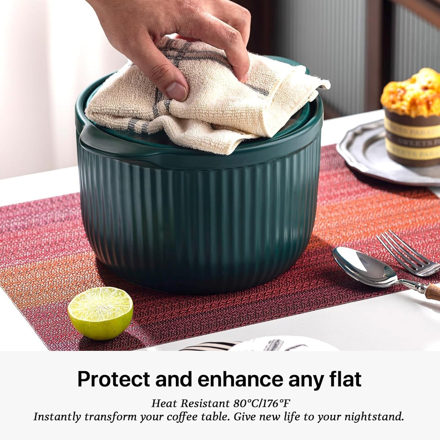 LEXMORE PlaceMats Set of 12 Vinyl/Plastic Woven Place Mats for Kitchen Table Indoor/Outdoor Washable PlaceMat Wipeable Dining Table Mats(Pomegranate Parade)