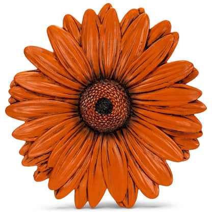 NAT & Jules Gerbera Daisy Flower Shaped Dimensional Indoor Outdoor 12 inch Cast Resin Decorative Garden Stepping Stone, Patio, Walkway Sculpture Yard Art, Orange