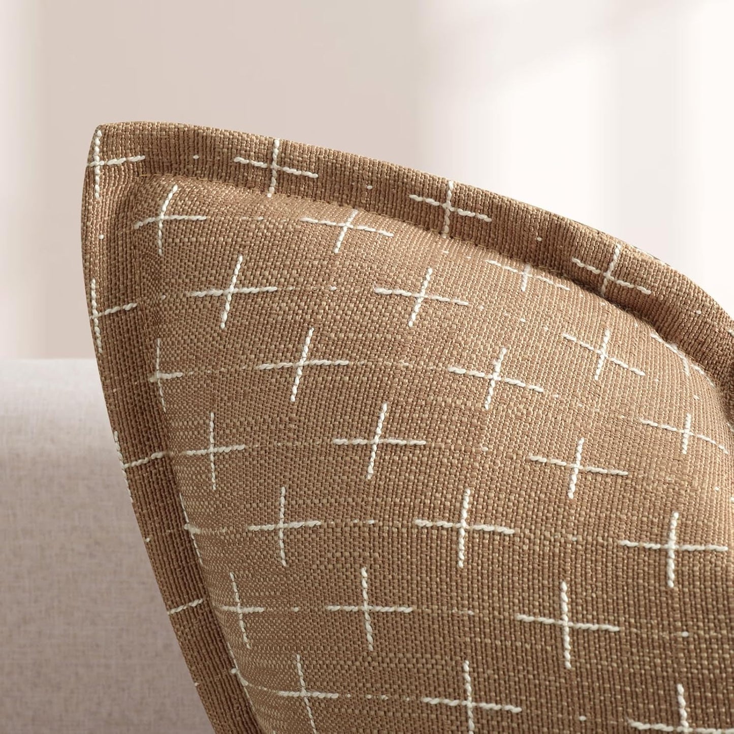 ZWJD Throw Pillow Pillow Covers 22x22 Set of 2 Soft Polyester Textured Pillow Covers with Stylish Flange Edge Cozy Farmhouse Throw Pillows for Couch Bed Sofa Living Room