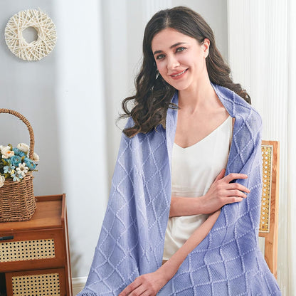 inhand Knitted Throw Blanket for Couch and Bed, Soft Living Room Home Decor Knitted Blanket with Tassel, Outdoor Lightweight Breathable Summer Blanket, Farmhouse Warm Woven Decorative, 50"x60"