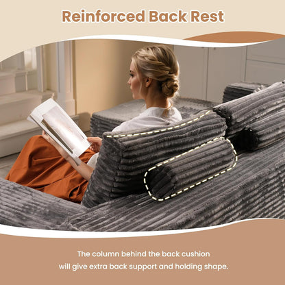 HOOOWOOO Cloud Sectional Couches for Living Room,Modular Sectional Sofa No Assembly,Plush Corduroy Large Floor Couch Furniture Set with Deep Seat Right Chaise L Shape(Gray)