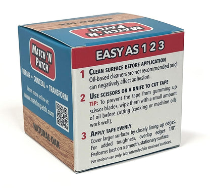 MATCH 'N PATCH Realistic Wood Grain Repair Tape - Durable Multi-Use Adhesive Tape for Furniture, Floors, Cabinets, Windows, Doors, RV, Home Decor & DIY Projects - Natural Oak, 2.25 inch x 15 feet