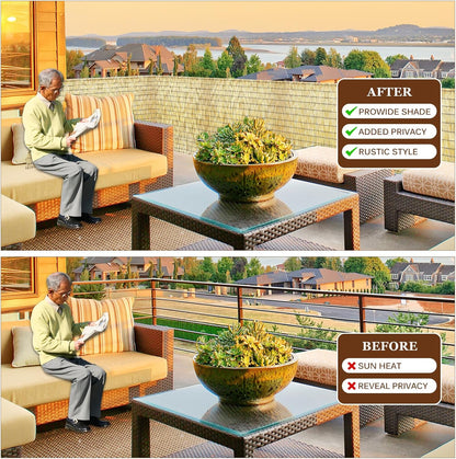 Natural Reed Fencing Rolls: Privacy Bamboo Fence 3/4/5/6ft High Roll Reed Screen, Decorative Bamboo Fencing for Outdoor Balcony Patio Garden Backyard,with Cable Zip Ties(Nature, 2x6.6ft)