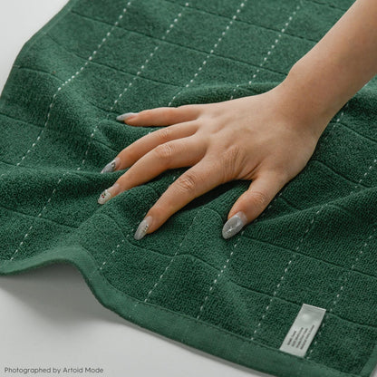 Artoid Mode Checkered Designed Cotton Green Terry Kitchen Dish Towels, 15x25 Inch Soft Absorbent Quick Drying Family Cleaning Tea Towels Set of 4