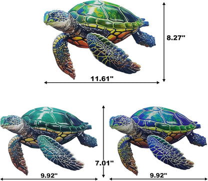John's Studio 3Pcs Metal Turtle Sea Wall Decor Outdoor Garden Hanging Art Sculptures Home Ocean Theme Decorations for Kitchen Bathroom and Pool