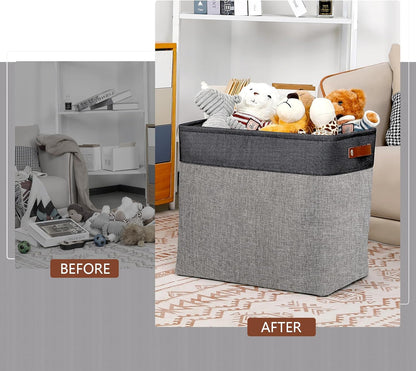 DULLEMELO Extra Large Storage Baskets, Fabric Storage Bins for Organizing Shelves Nursery Toys Books, Closet Baskets and Bins with Handles, Black&Grey, 2-Pack