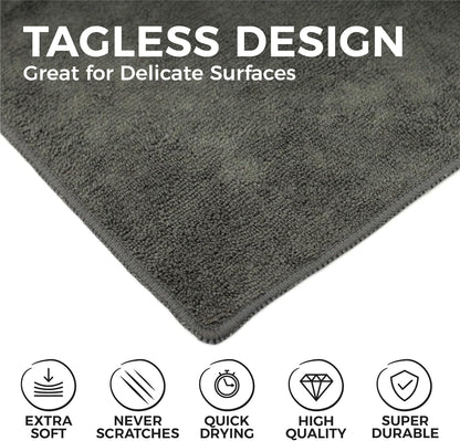 The Rag Company - All-Purpose Microfiber Terry Cleaning Towels - Commercial Grade, Highly Absorbent, Lint-Free, Streak-Free, Kitchens, Bathrooms, Offices, 300gsm, 10in x 10in, Grey (20-Pack)