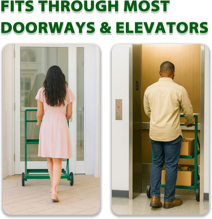 Recycling Cart,2-Tier Recycle Bin Cart with Wheels,Holds up to 140 Lbs,Rolling Utility Organizer for Garbage Sorting,Warehouse and Garage (Green)