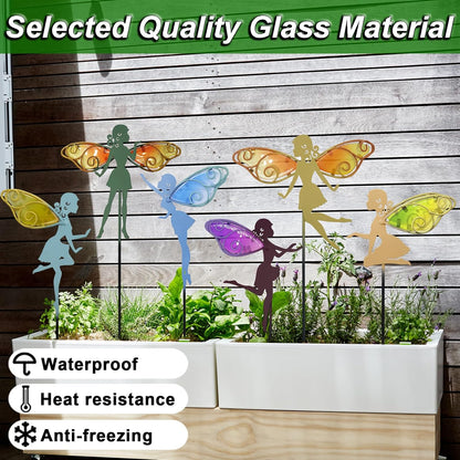 John's Studio Fairy Decorative Garden Stake - Outdoor Metal Pathway Decoration Dual Purpose Indoor Hanging Wall Decor for Garden Patio Yard Lawn Pathway Ornaments - 6PCS