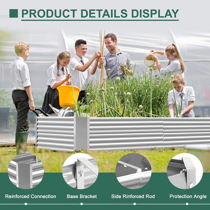 Land Guard 8×4×2 ft Galvanized Raised Garden Bed Kit, Galvanized Planter Raised Garden Boxes Outdoor, Large Metal Raised Garden Beds for Vegetables.