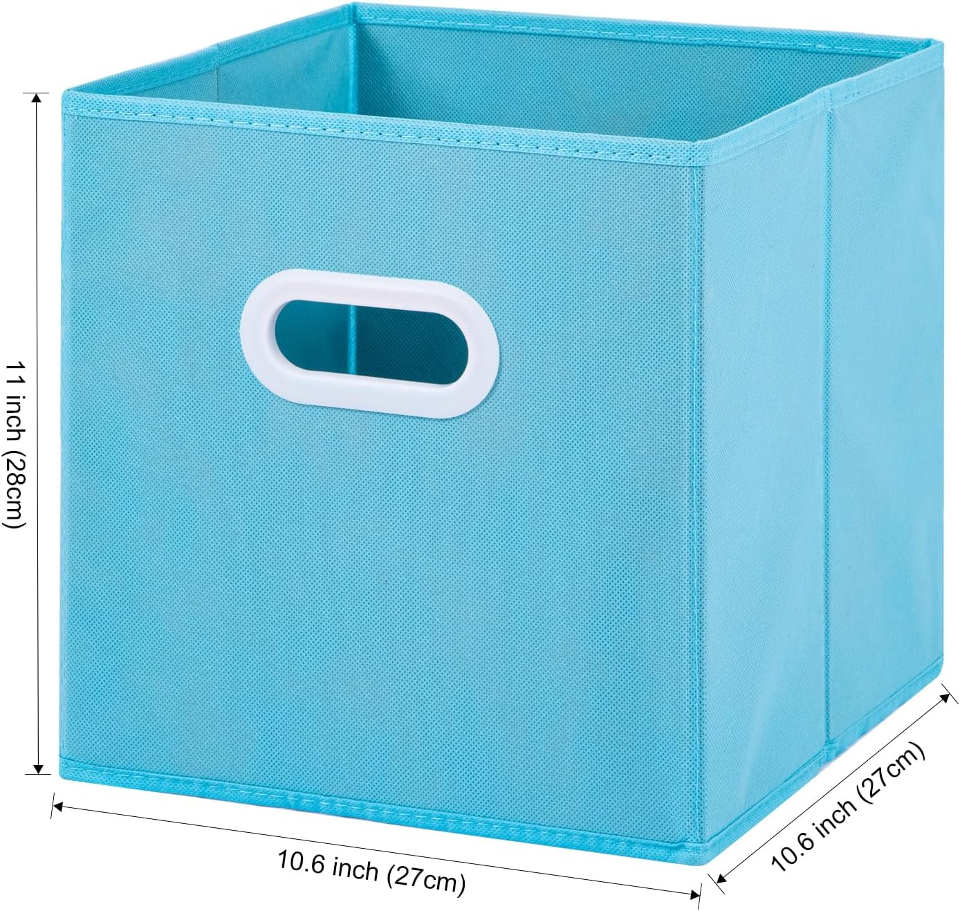 Stero Fabric Storage Cubes Bins, 11 inch Fun Colored Foldable Storage Baskets with Dual Plastic Handle for Home, Kids Room, Closet and Toys Organization, Multi Colored, Set of 6